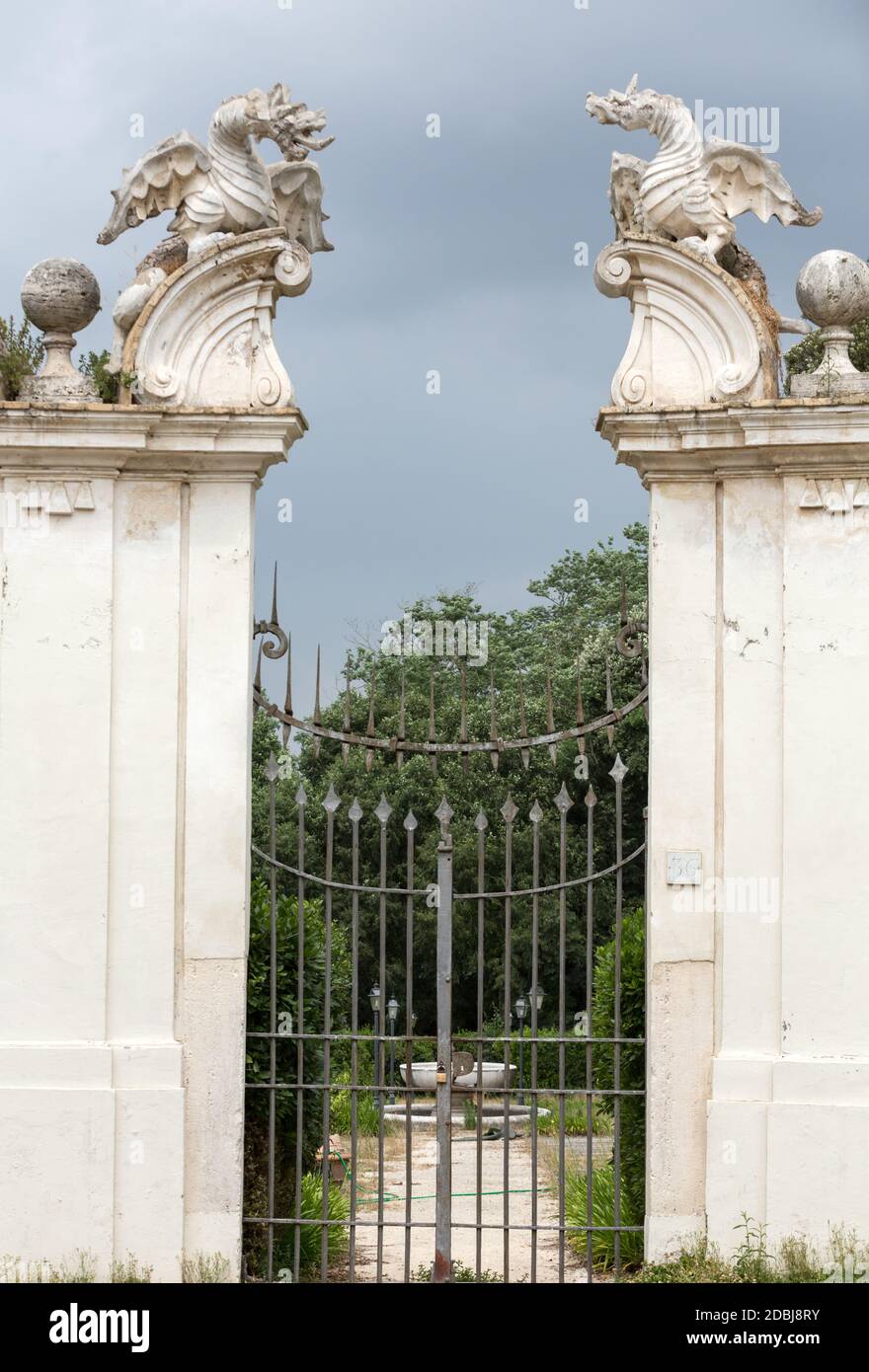 The winged dragon of Villa Borghese, Rome Stock Photo