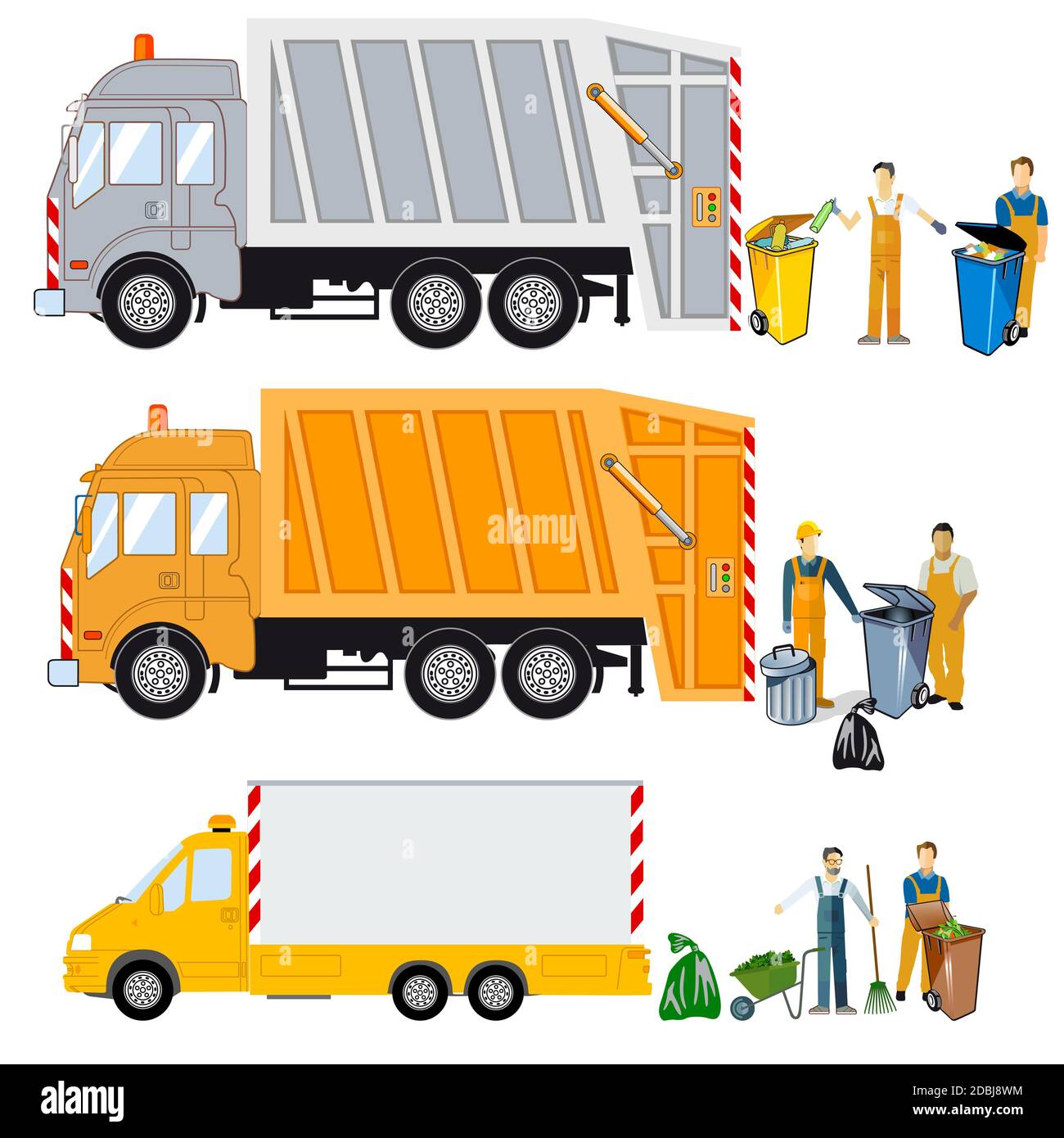 Garbage truck with ladders and waste containers Stock Photo Alamy