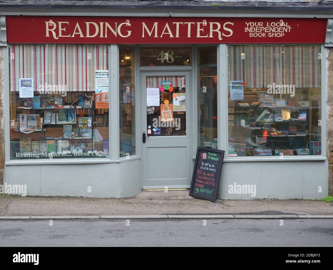 An independent bookshop in Chapel en le Frith, Derbyshire. Stock Photo