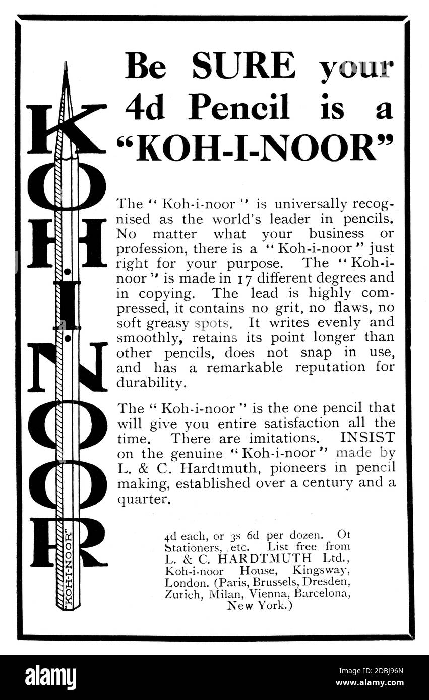 advertisement for Koh-i-noor pencils from early1900s The Studio an Illustrated Magazine of Fine and Applied Art Stock Photo