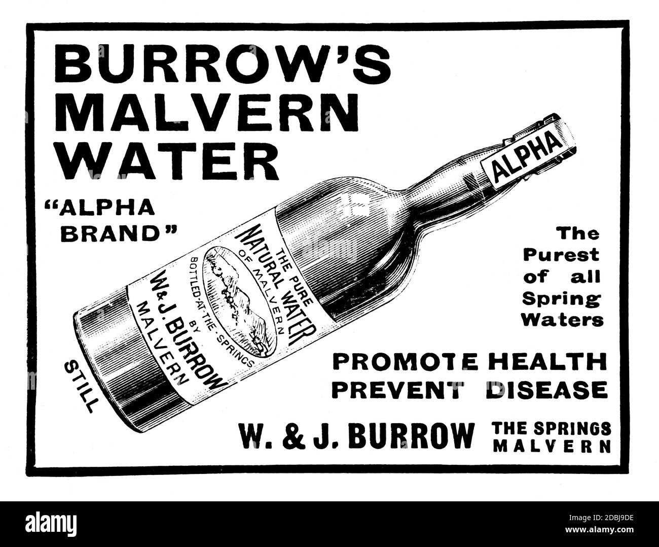 Bottled Malvern water advertisement from 1907 The Studio an Illustrated Magazine of Fine and Applied Art Stock Photo