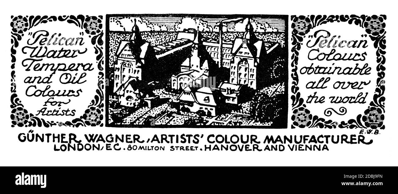 German-made Pelican art materials advertisement from 1912 The Studio an Illustrated Magazine of Fine and Applied Art Stock Photo