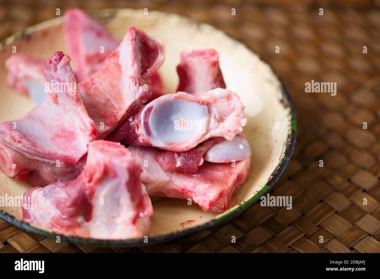 close up rustic pork bones flavoring ingredient Stock Photo