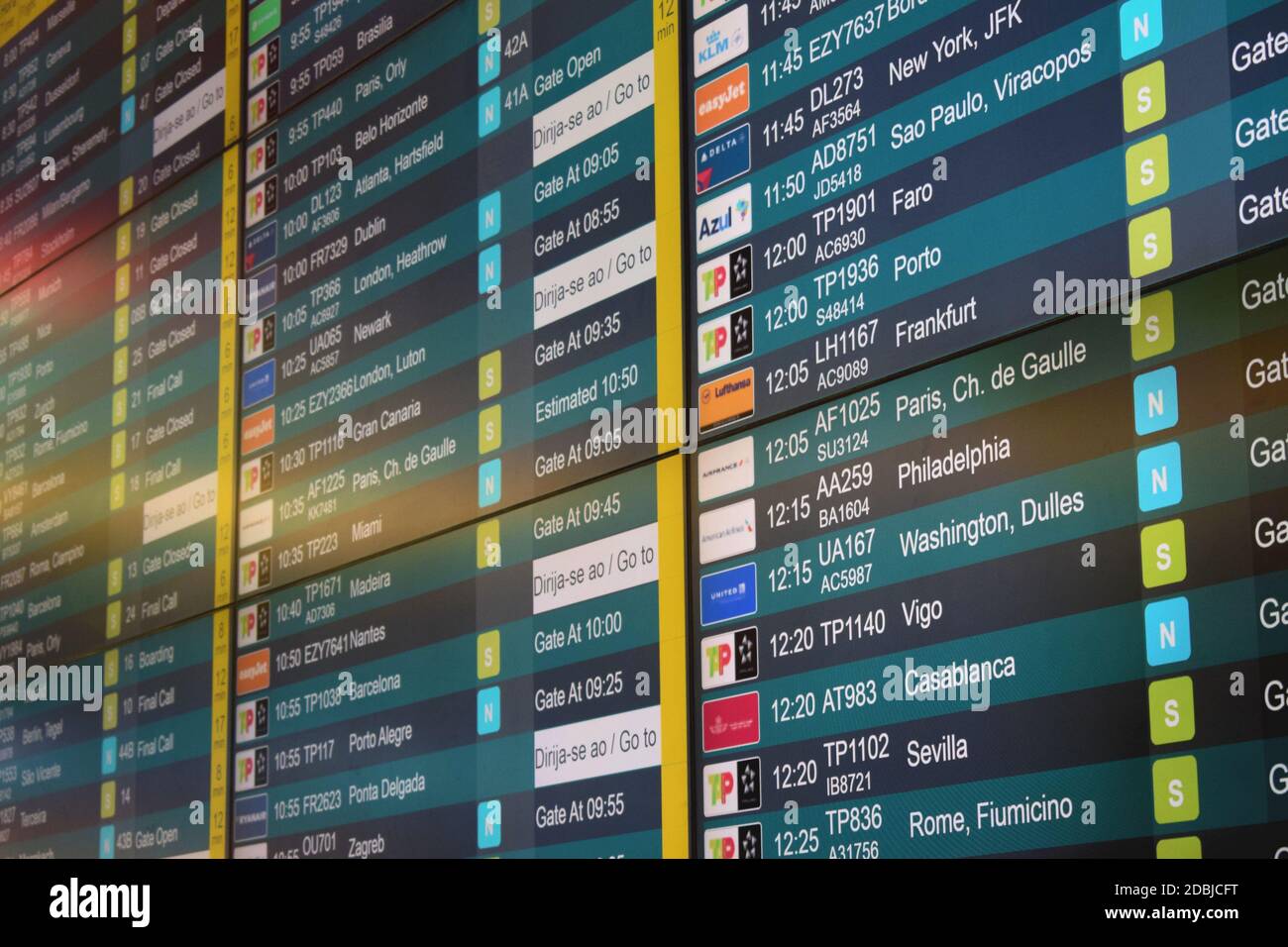 Flight schedules board Stock Photo