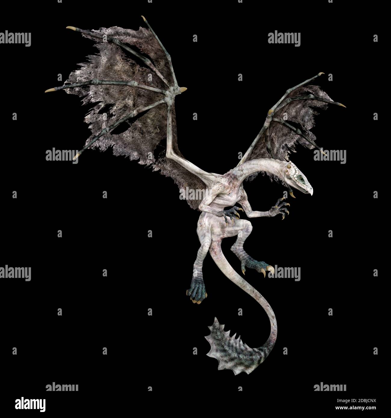 3D rendering of a fantasy dragon isolated on black background Stock ...