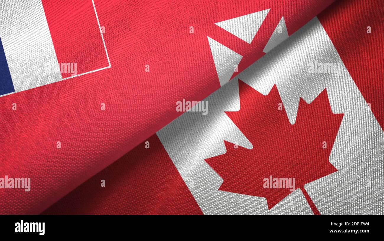 Wallis and Futuna and Canada two flags textile cloth, fabric texture Stock Photo