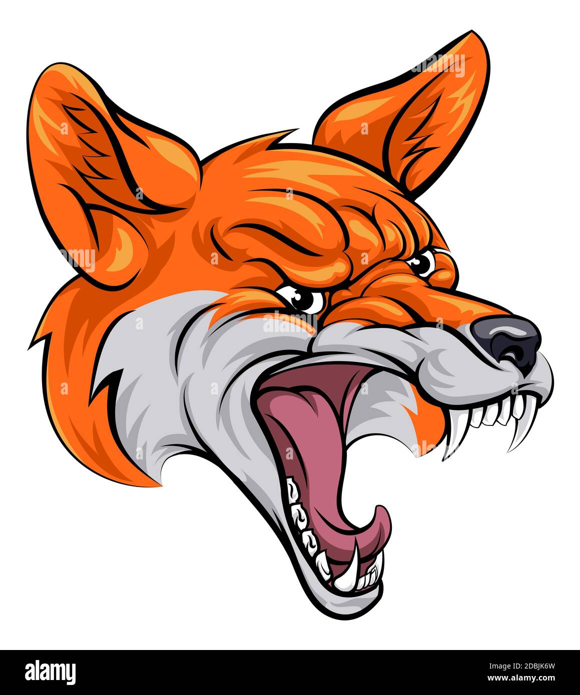 An illustration of a fox animal sports mascot cartoon character head Stock Photo