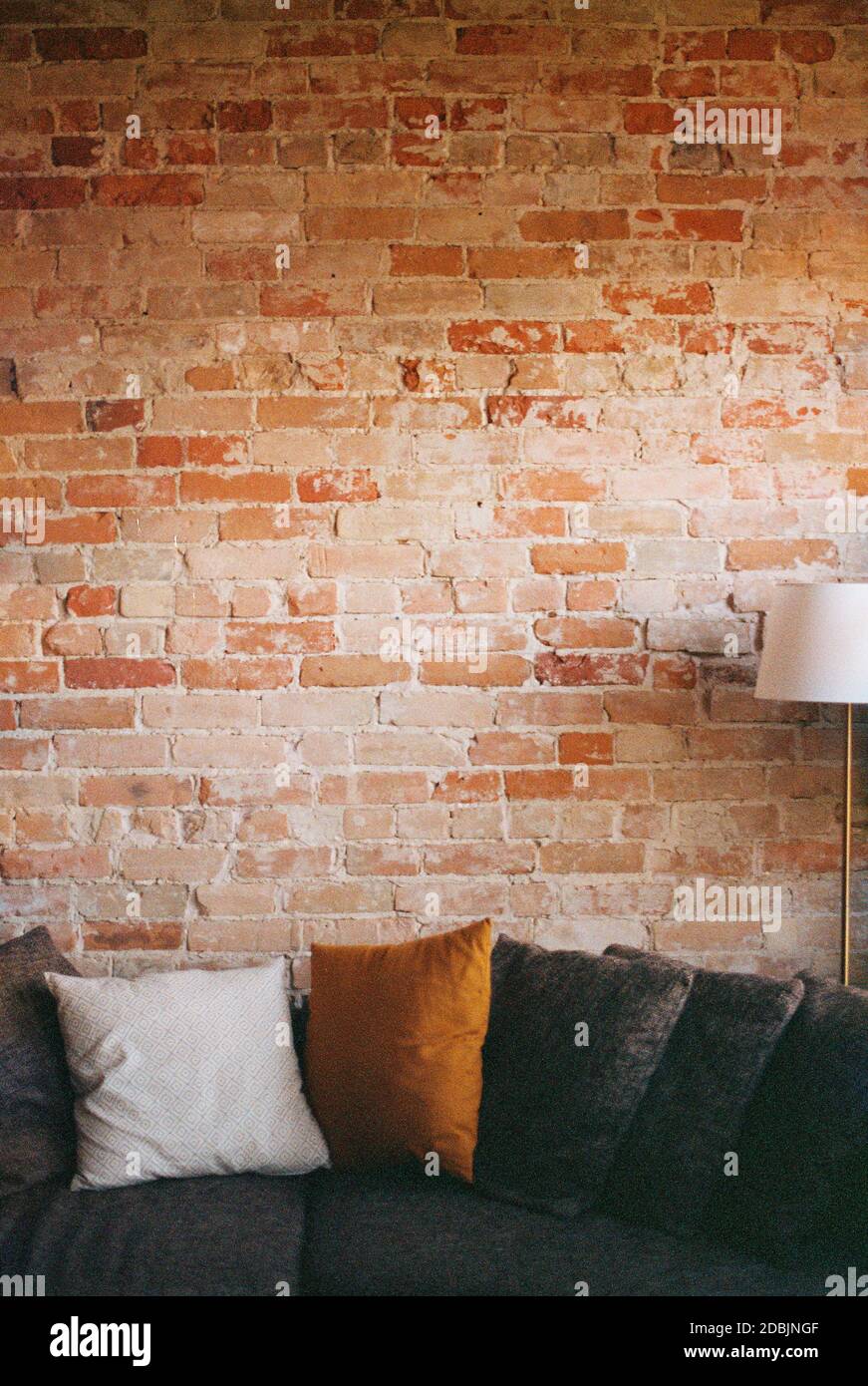 Sofa against brick wall, Ontario, Canada Stock Photo Alamy