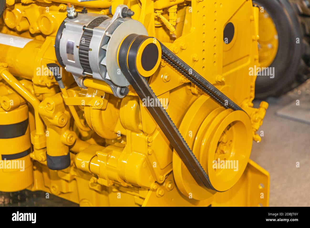 Electric Alternator Belt and Pulley at Big Engine Stock Photo Alamy