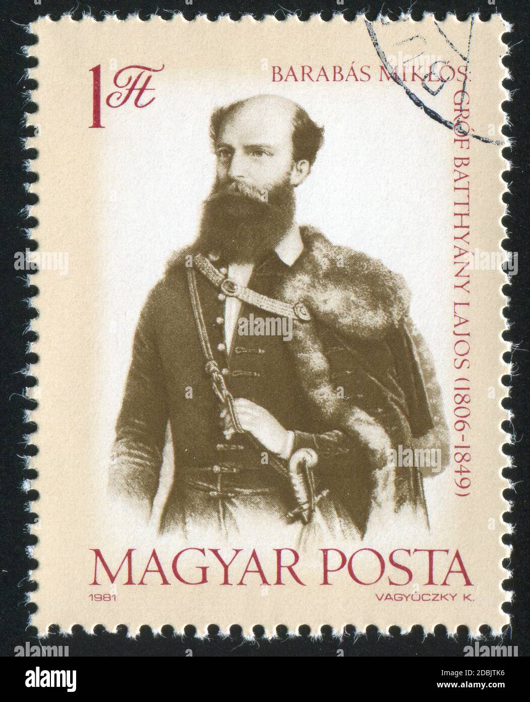 HUNGARY - CIRCA 1981: stamp printed by Hungary, shows Count Lajos Batthyany, primeminister circa 1981 Stock Photo