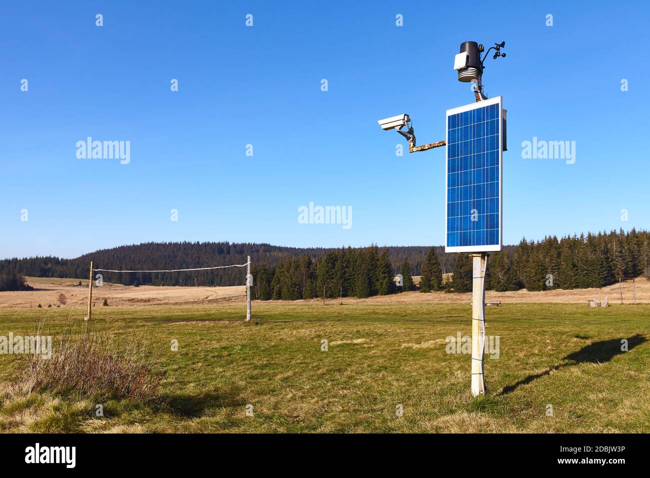 Solar powered weather station and CCTV camera in remote rural location