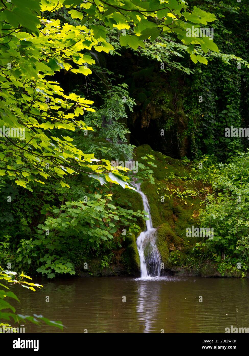 The Cascades Waterfall running into the River Derwent at Matlock Bath a popular village in the Derbyshire Peak District England UK Stock Photo