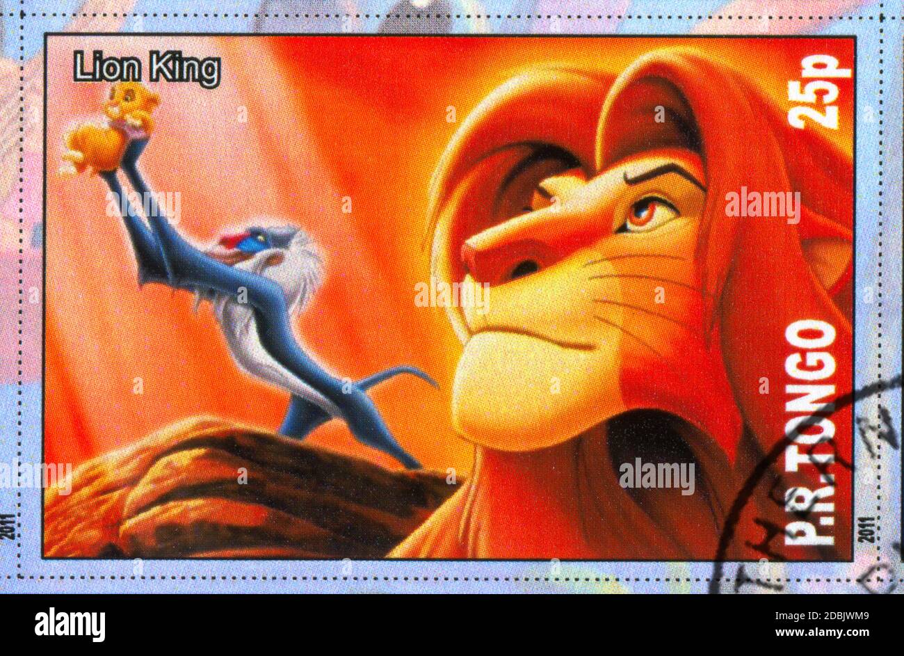 TONGO - CIRCA 2011: stamp printed by Tongo, shows Walt Disney cartoon character, Lion King, circa 2011 Stock Photo