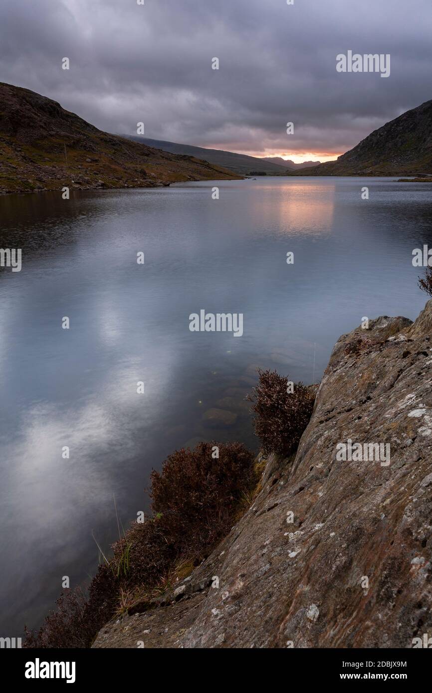 Llyn Ogwen at sunrise, Snowdonia, North Wales Stock Photo