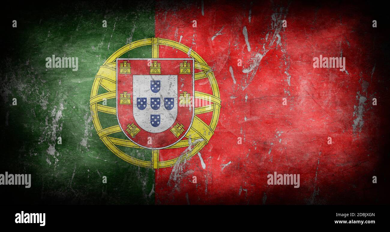 Flag of Portugal with grunge texture background 3D illustration Stock ...