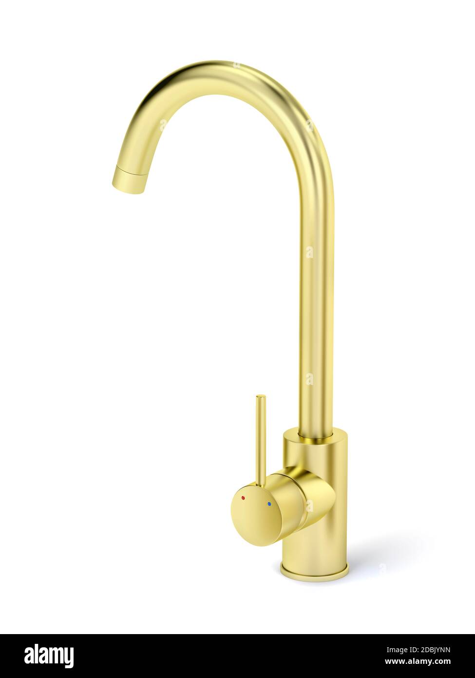 Golden kitchen faucet on white background Stock Photo - Alamy