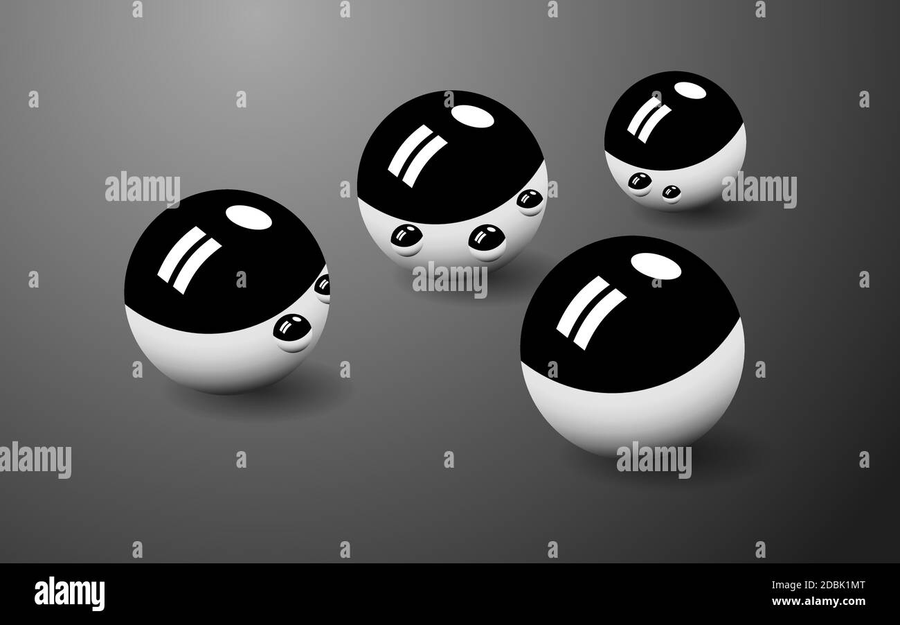 Silver, chrome balls on a gray background, vector illustration, eps 10 Stock Vector