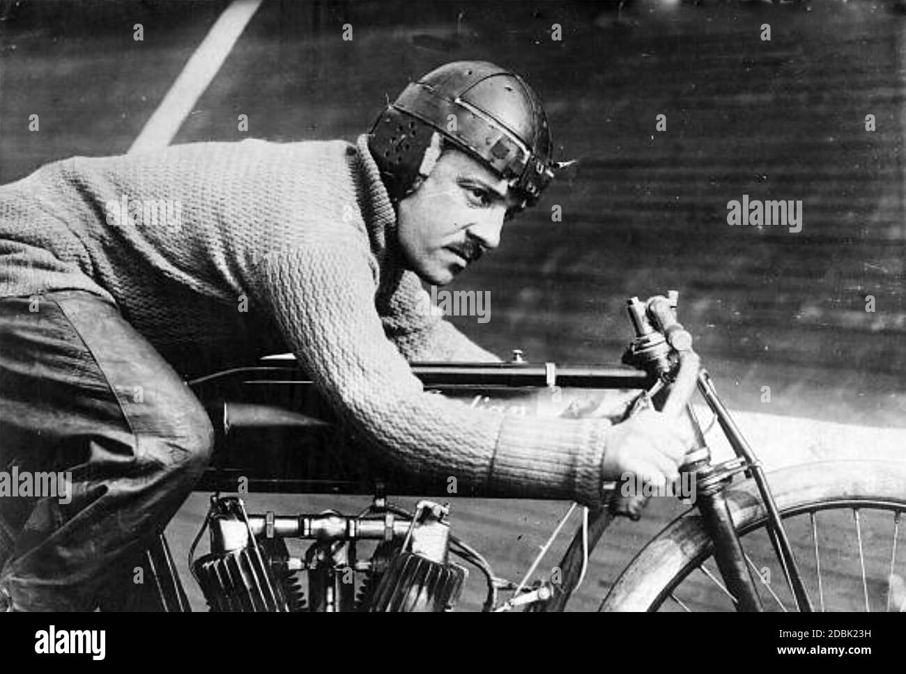 ANDRÉ GRAPPERON French motorcyclist on an Indian bike in 1913. Photo: Baines News Service. Stock Photo