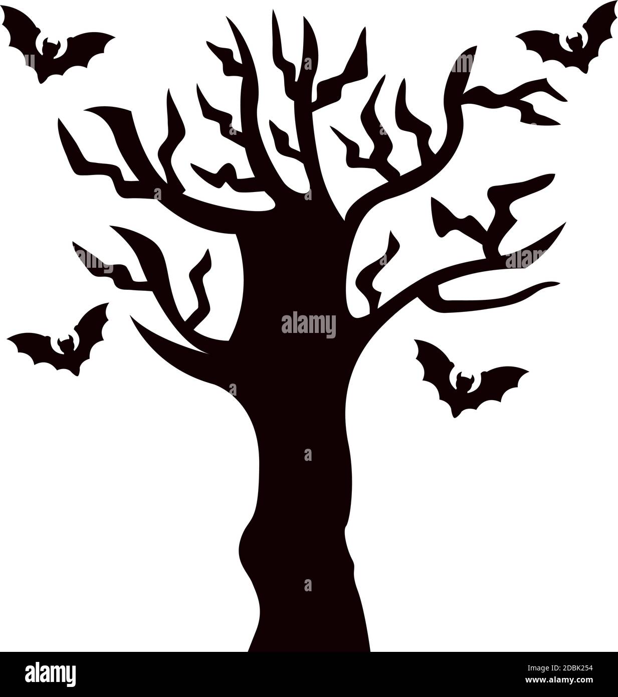 halloween bats flying with tree scene vector illustration design Stock ...