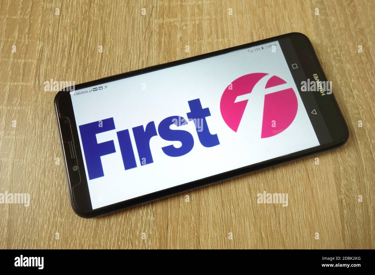KONSKIE, POLAND - June 21, 2019: FirstGroup plc company logo displayed on mobile phone Stock Photo
