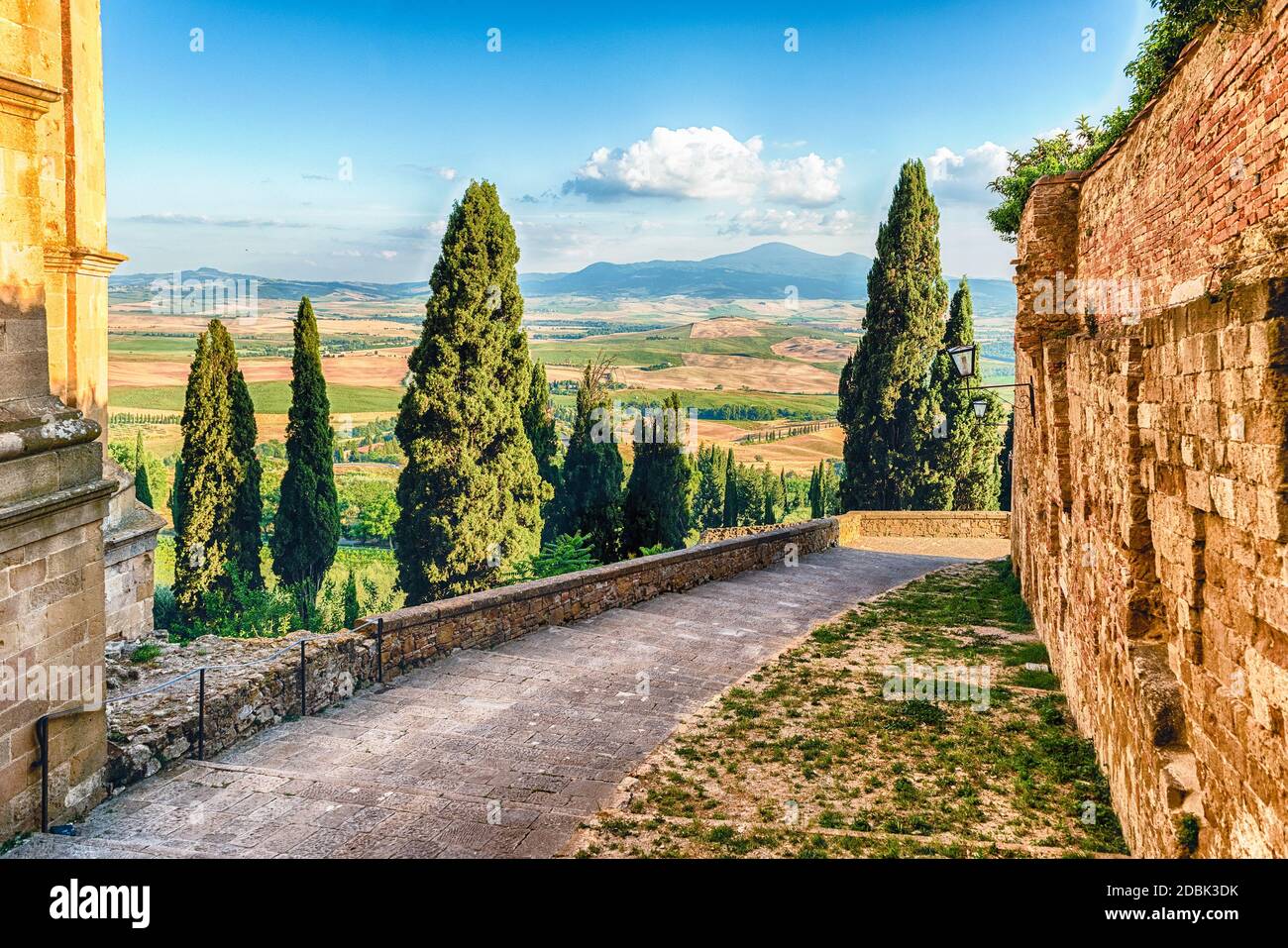 Medieval scenic streets in the town of Pienza, province of Siena ...