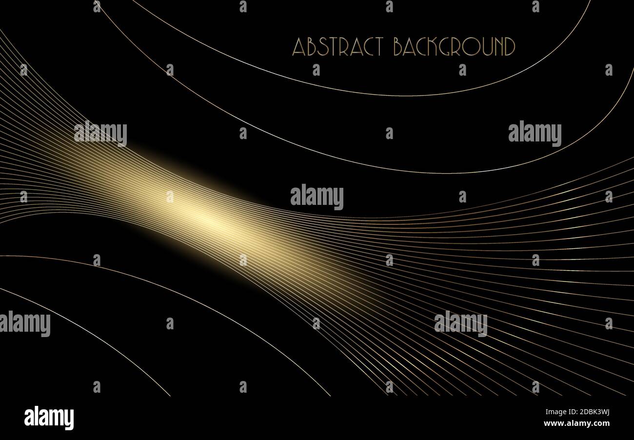 Abstract background. Golden lines on a black background. Luxury vector ...