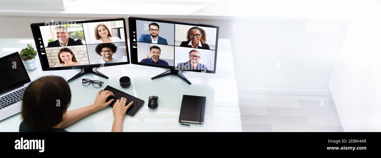 Online Video Conference Learning Call. Work From Home Stock Photo Alamy