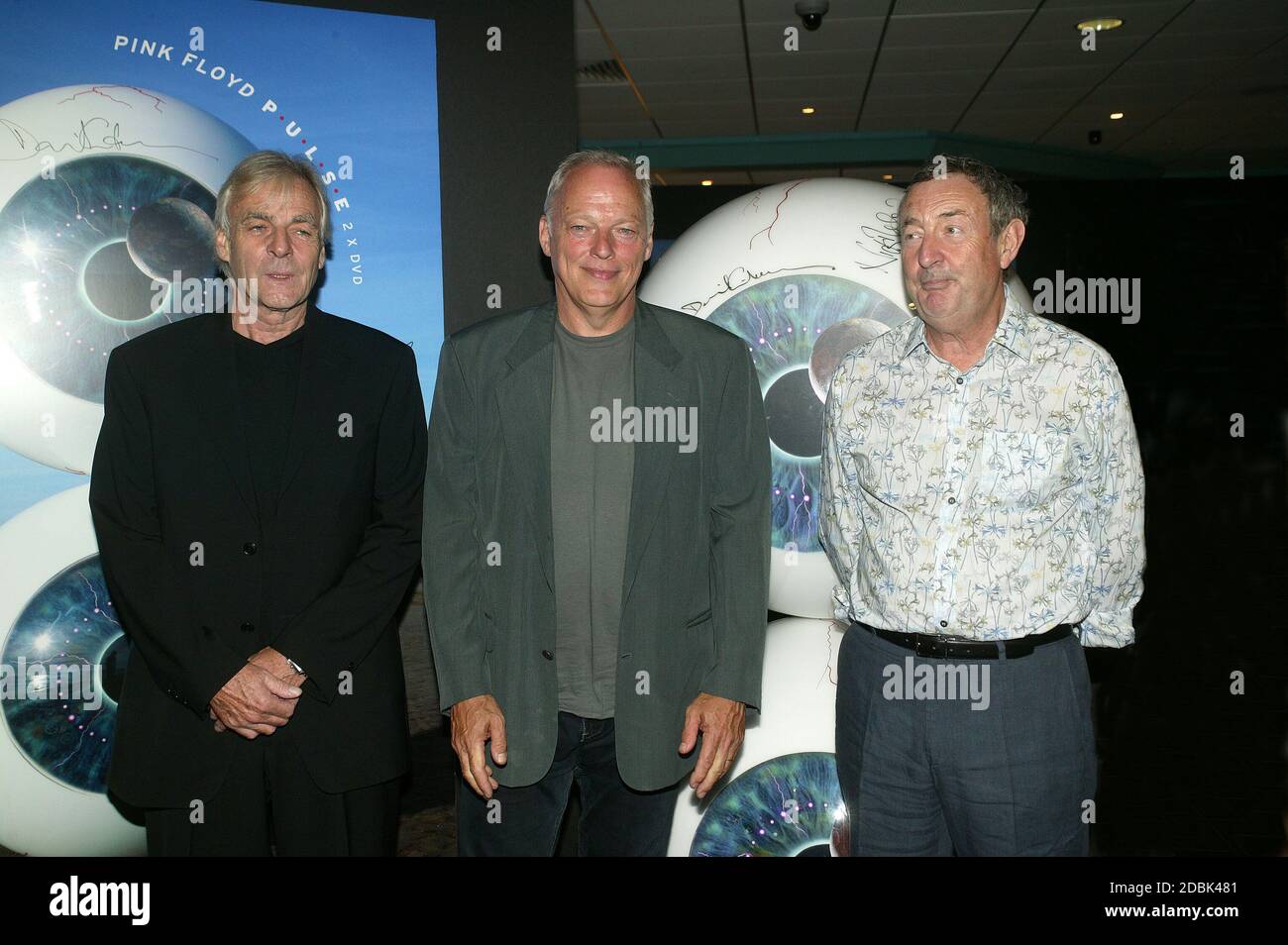 Pink Floyd at the launch of their Pulse DVD at Warner West end,London 3rd July 2006: left Rick Wright,David Gilmour and Nick Mason Stock Photo