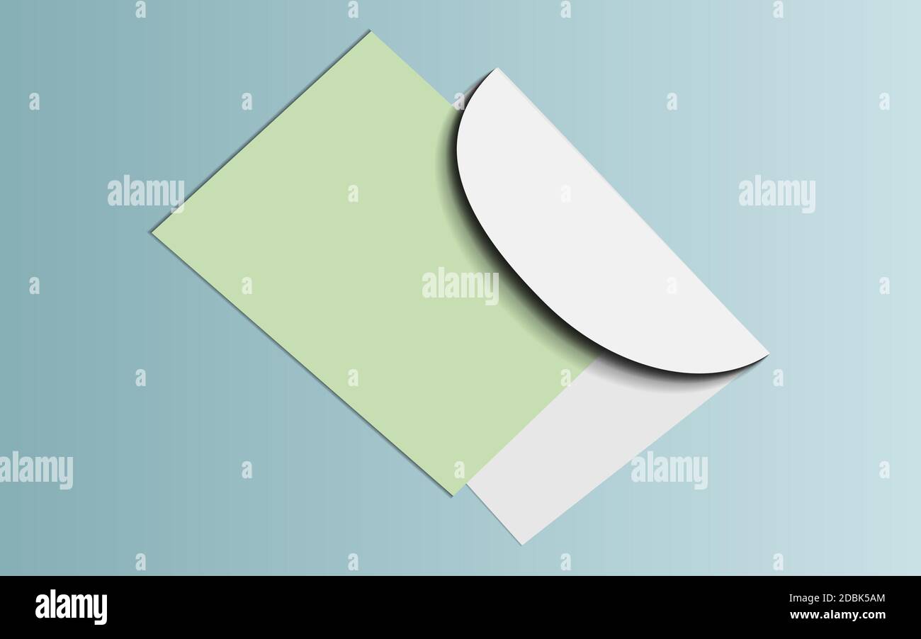 Postcard with envelope on a light background. mockap, branding, presentation. Isolated vector object. EPS 10. Stock Vector