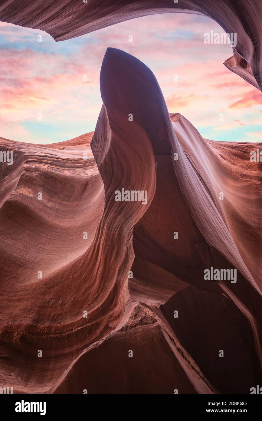 Antelope Canyon textures and light in Arizona. Stock Photo