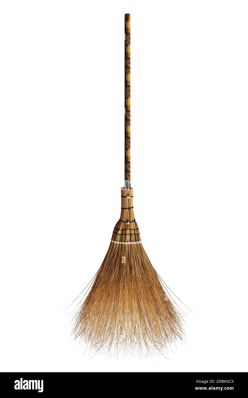 Broom, Broom coconut palms for recycle bin cleansing garbage, witch's Broomstick Stock Photo