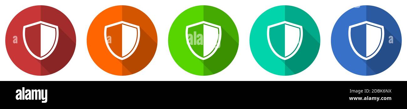 Shield, protection, security concept vector icon set, red, blue, green ...