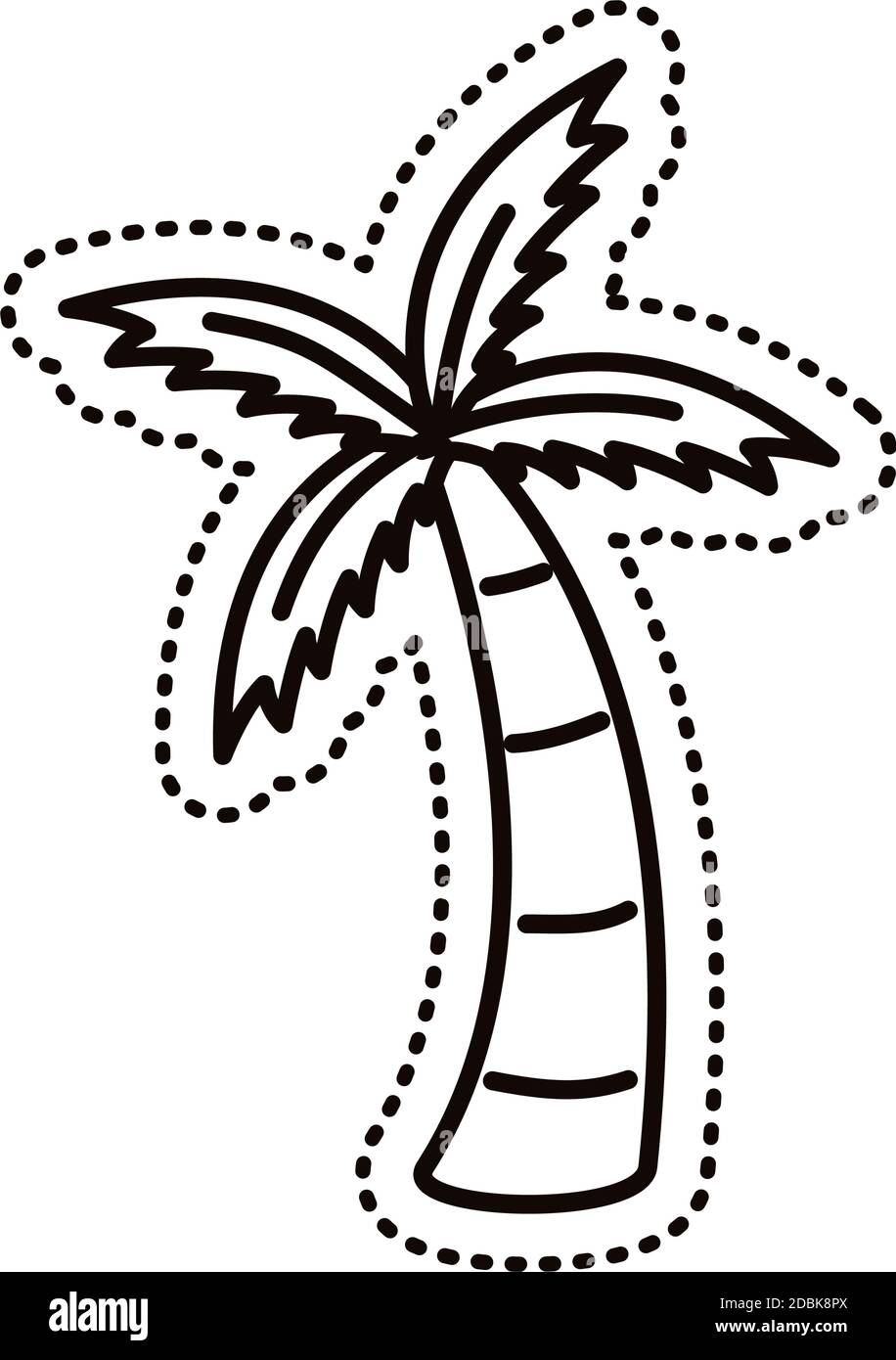 tree palm sticker line style icon vector illustration design Stock ...