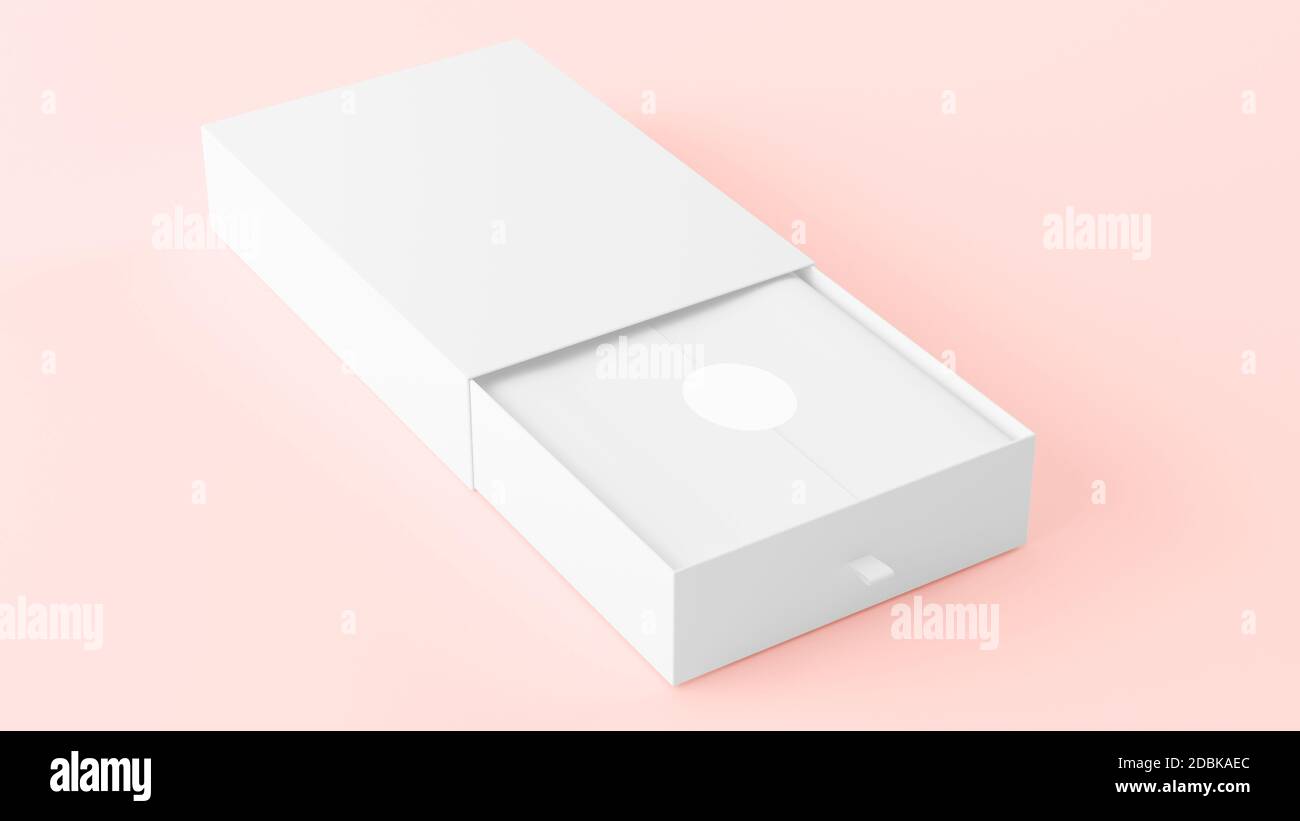 White open box with wrapping paper and sticker mock up 3d rendering ...