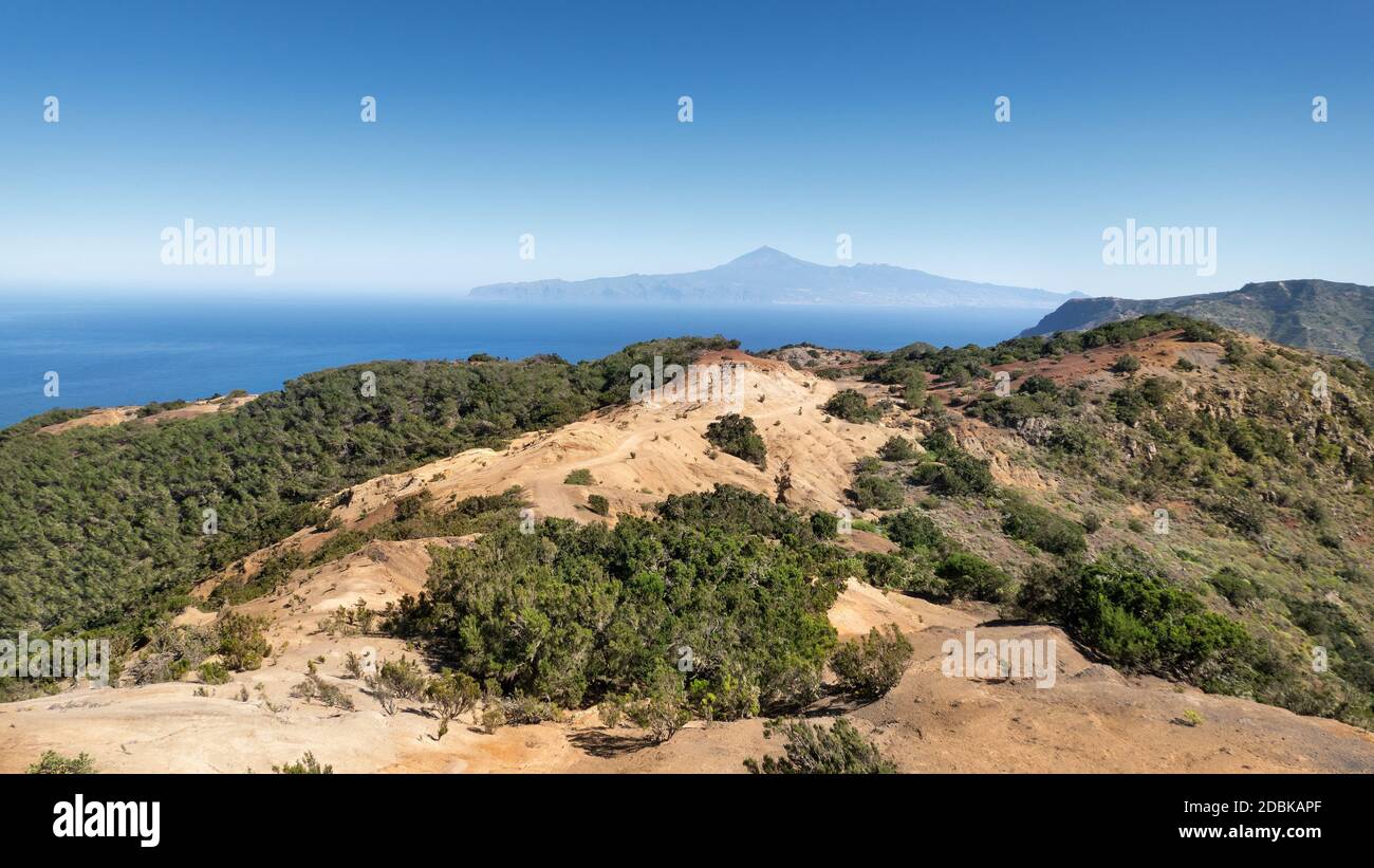 View over the landscape Cumbre de Chijere in the northwest of La Gomera Stock Photo