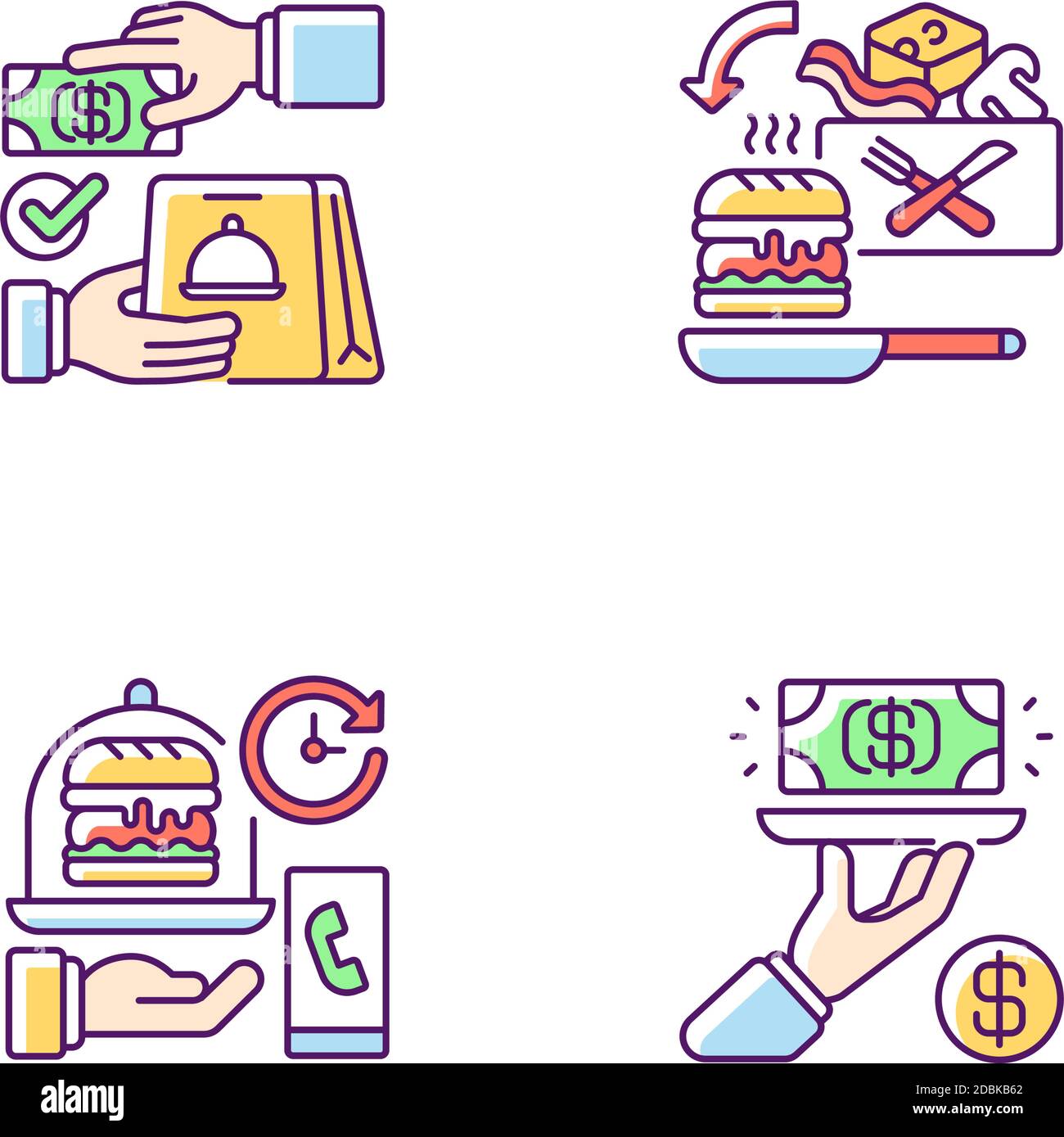 Online food ordering RGB color icons set Stock Vector Image & Art - Alamy