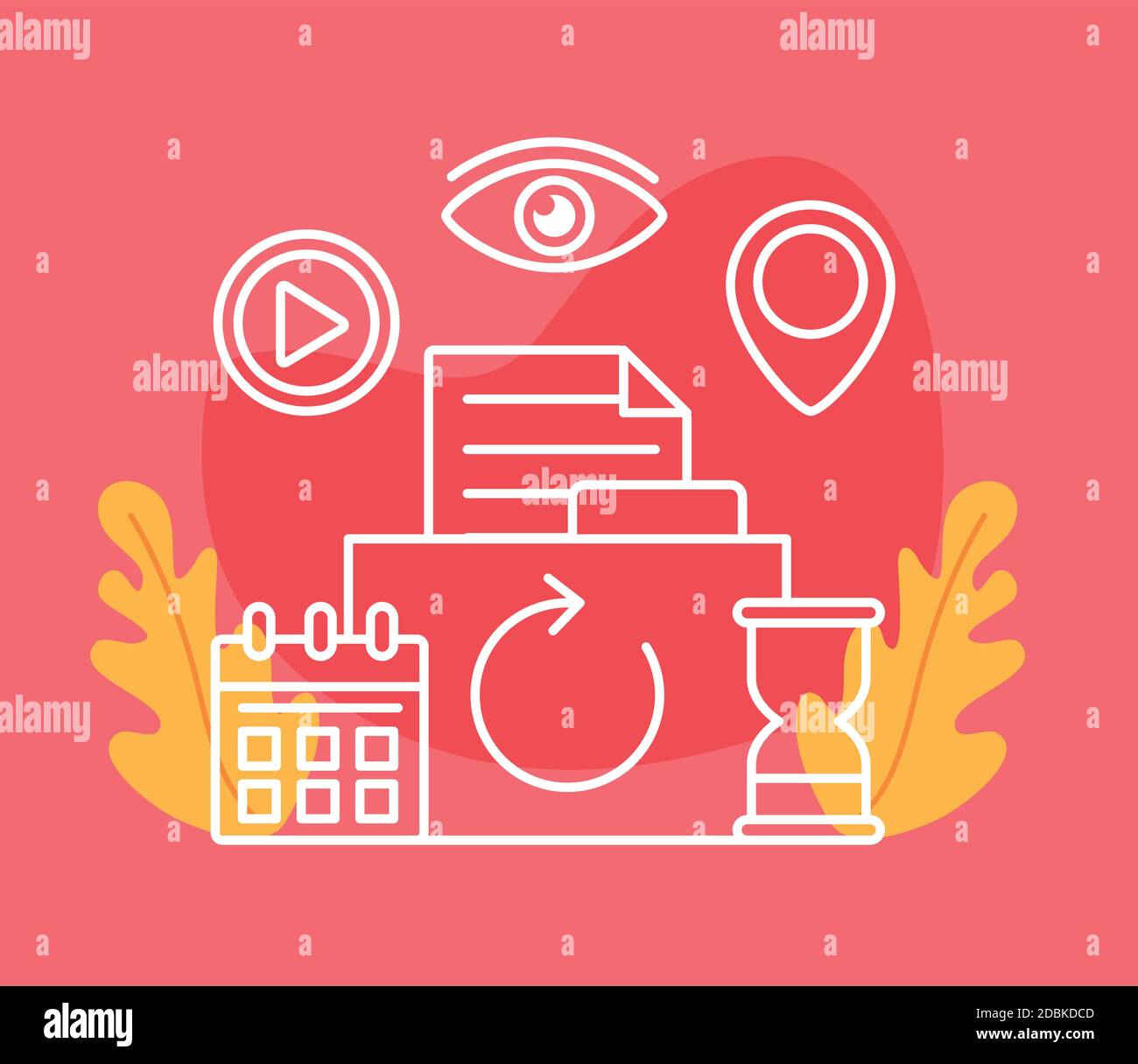 folder document with interface set line style icons vector illustration design Stock Vector