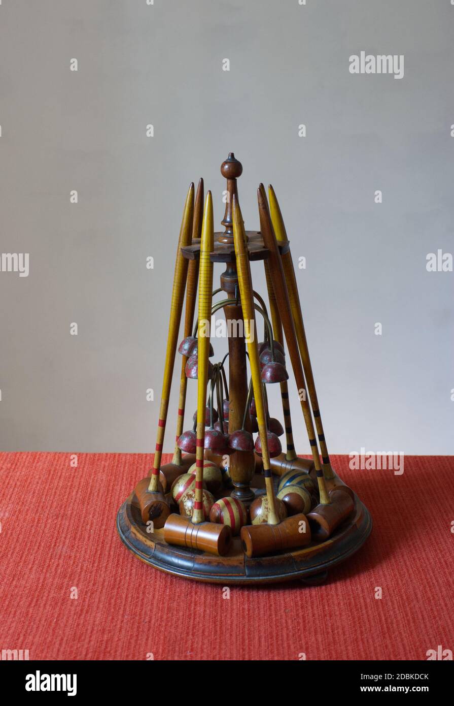 Vintage wooden table croquet game set Stock Photo Alamy