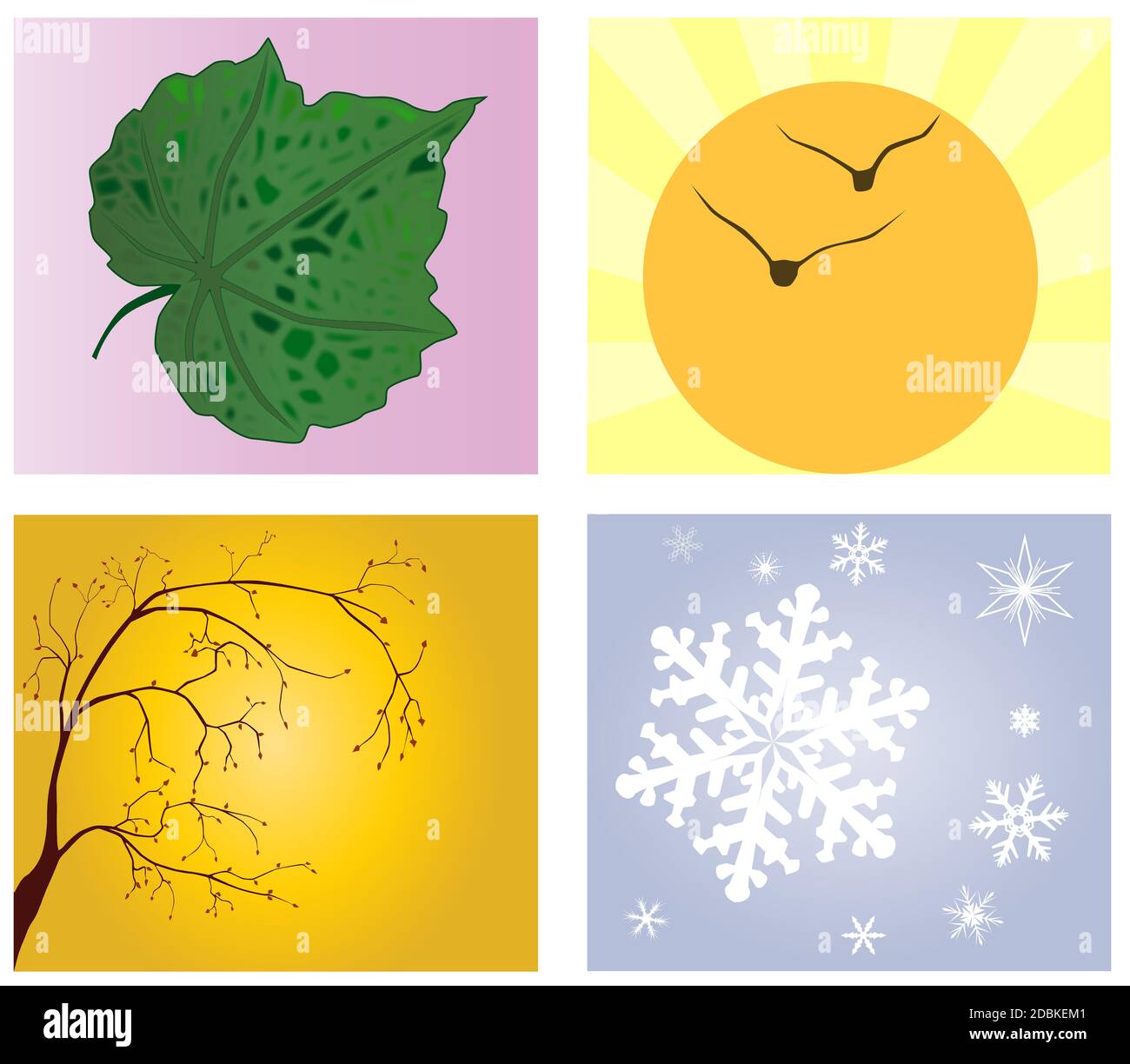 A sepiction of each of the four seasons Stock Photo