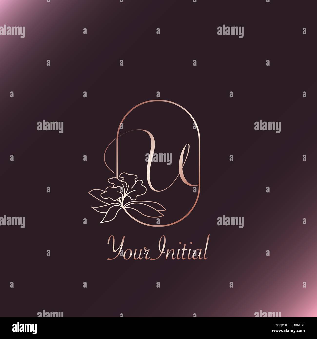 Gold Rose Feminine Initial U Letter Logo Concept Monogram Frame Nature ...