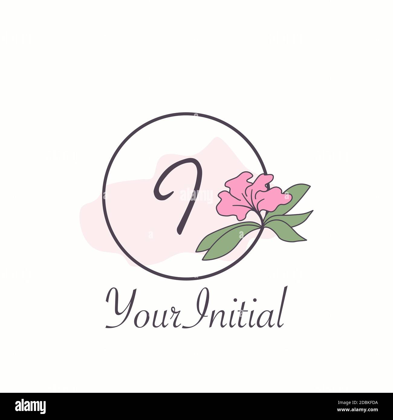 Monogram Feminine Initial I Letter Logo Concept Circle Nature Flower ...