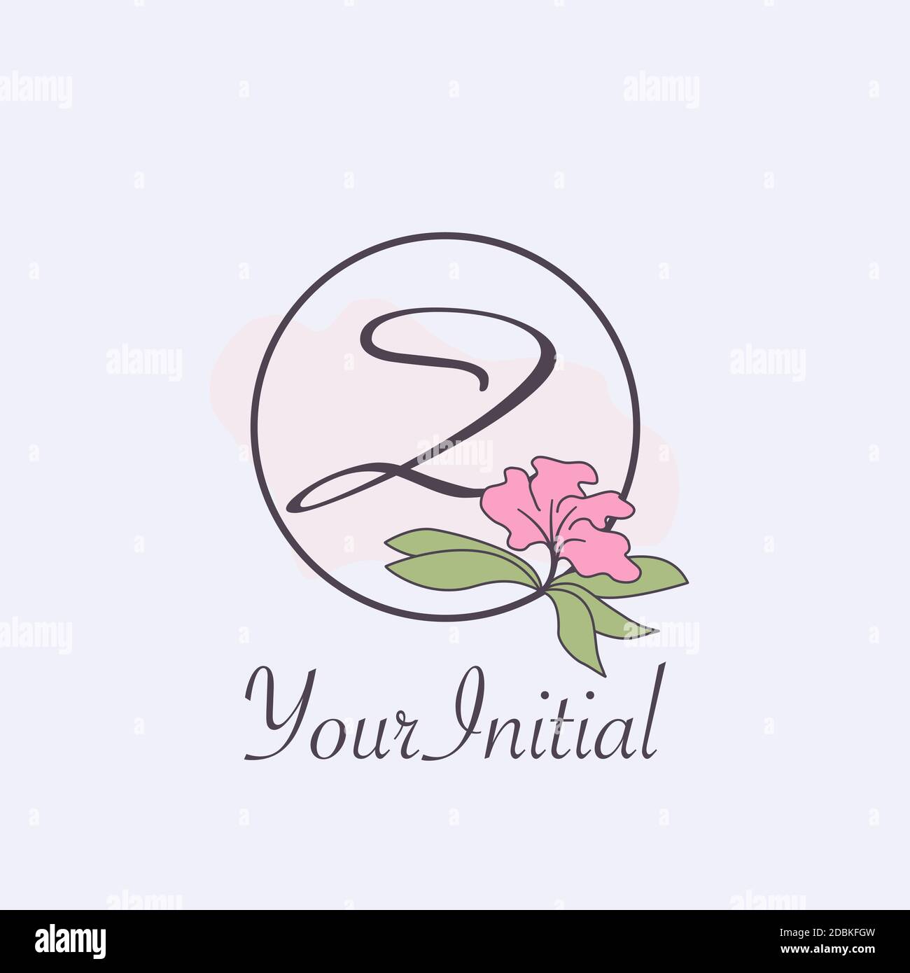 Monogram Feminine Initial Z Letter Logo Concept Circle Nature Flower