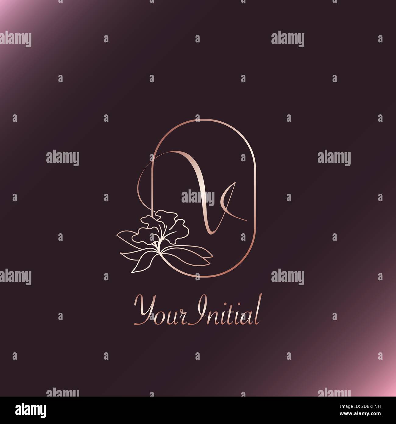 Gold Rose Feminine Initial V Letter Logo Concept Monogram Frame Nature ...