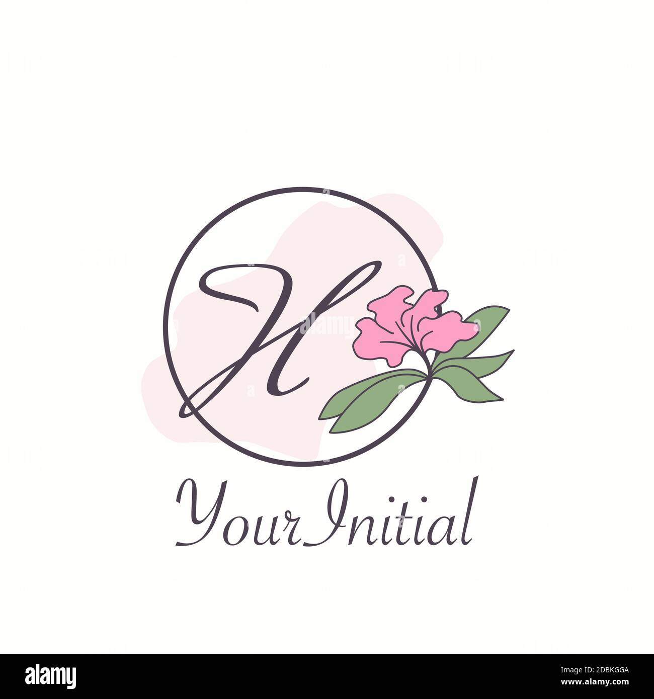 Monogram Feminine Initial H Letter Logo Concept Circle Nature Flower ...