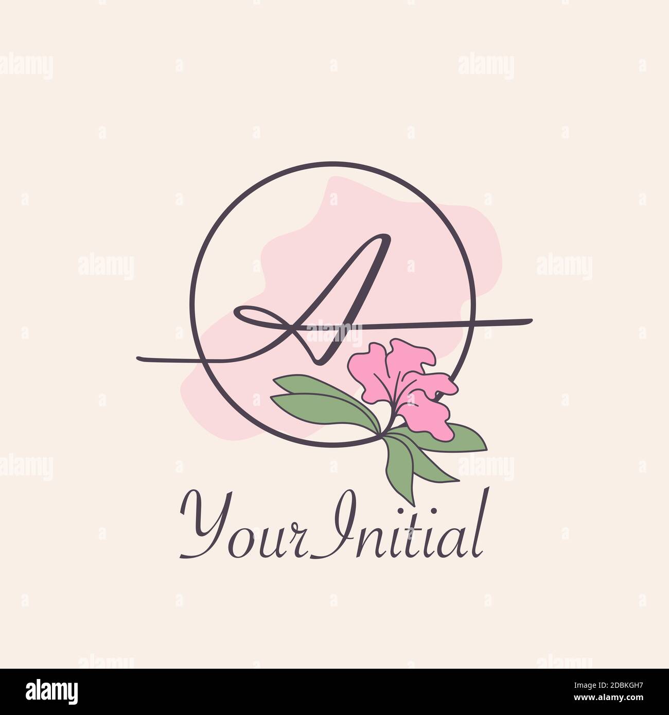 Monogram Feminine Initial A Letter Logo Concept Circle Nature Flower ...
