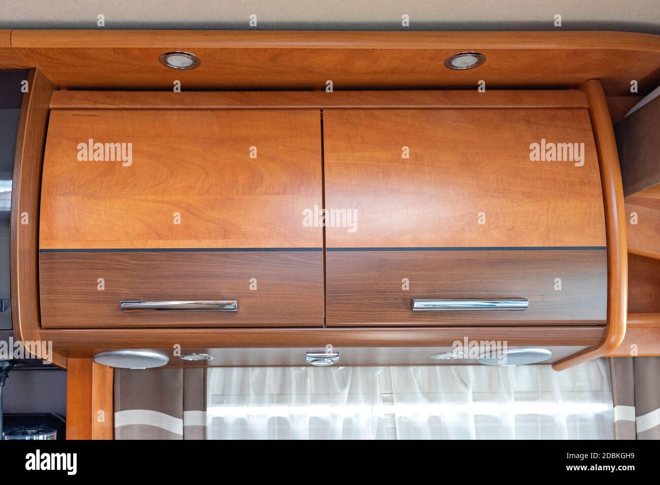 Two Tone Veneer Wood in Camper Van Stock Photo Alamy
