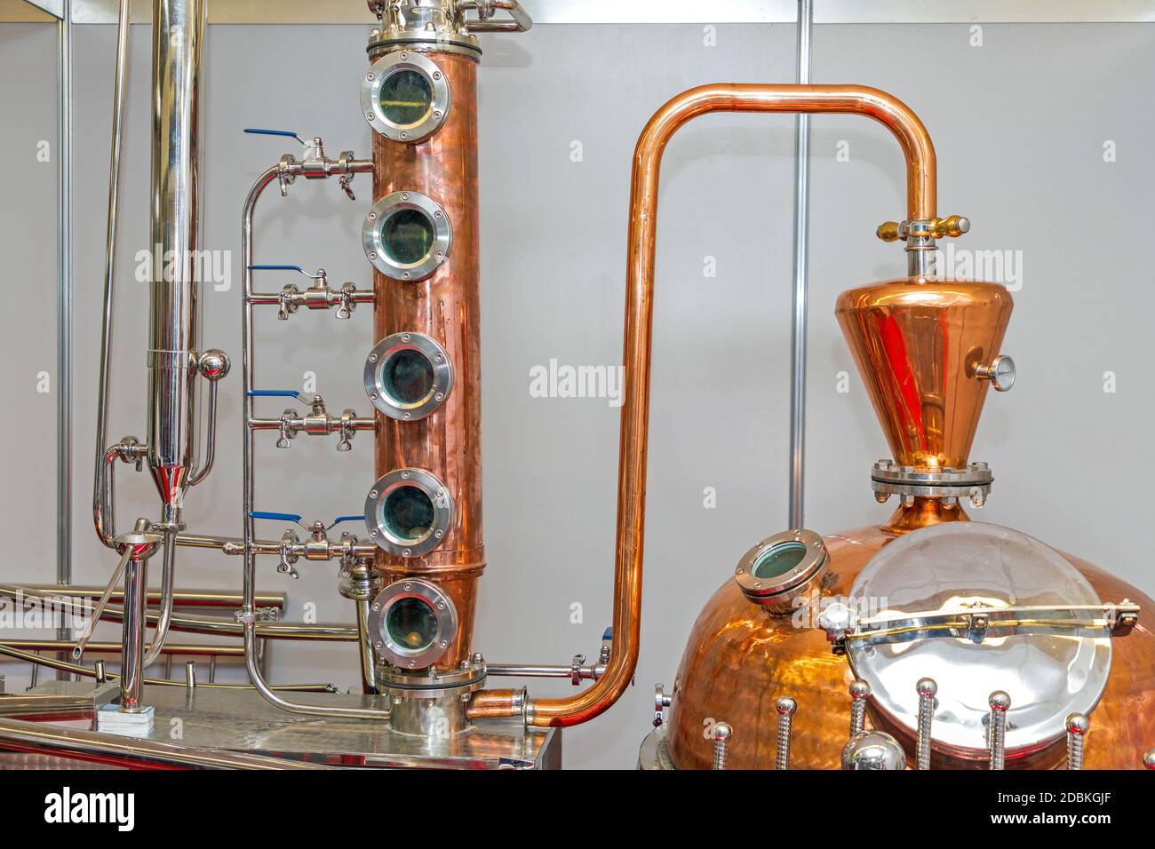 Copper Still Pipes Distillery Equipment Micro Brewery Stock Photo - Alamy