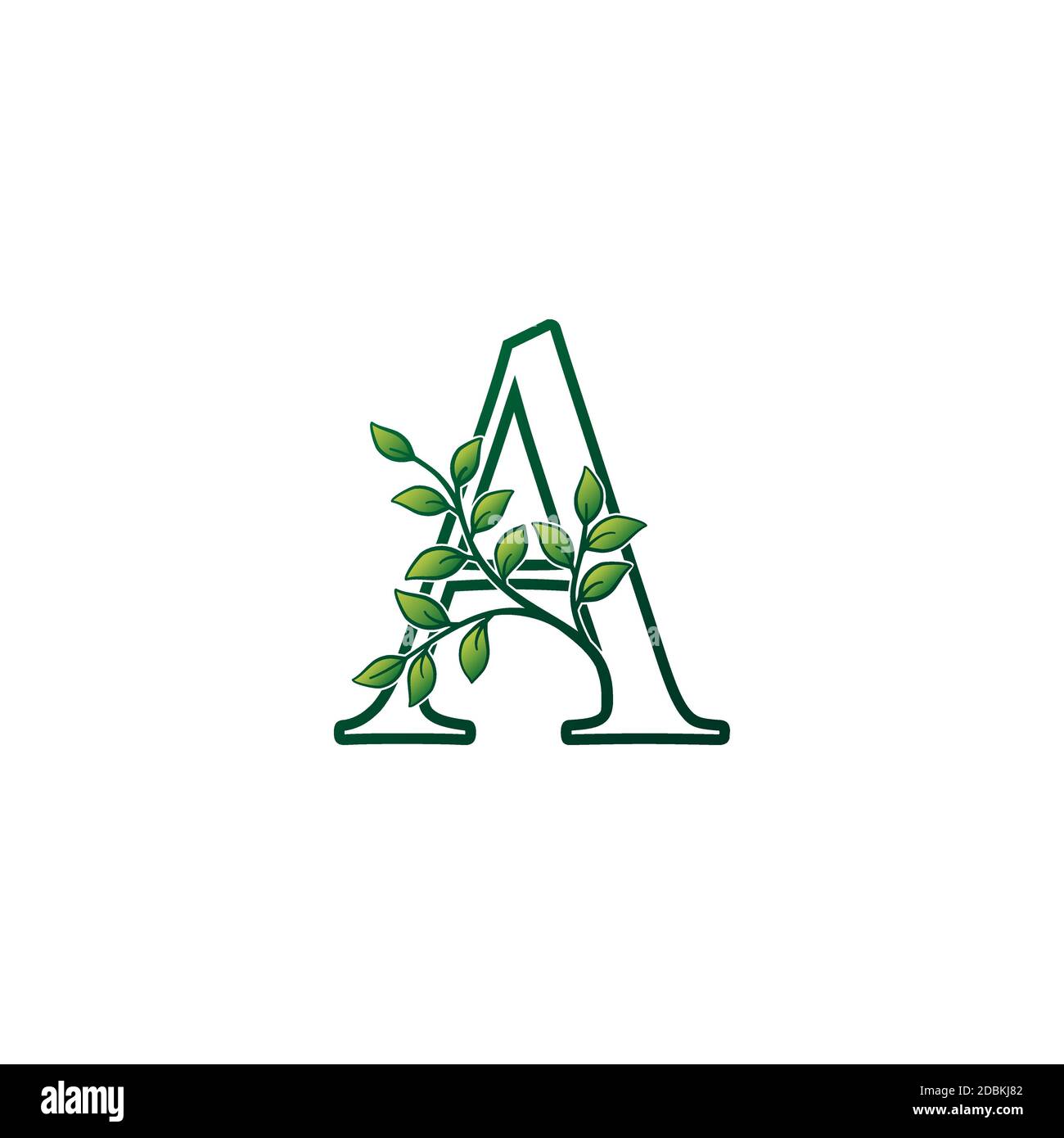 Monogram A Letter Logo Concept Green Nature Green Leaf Design Stock ...
