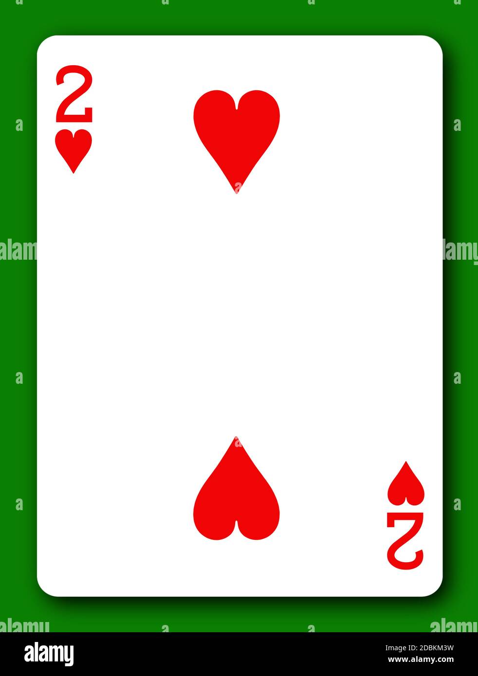 Deuce Card A 2 Two Deuce of Hearts playing card with clipping path to remove ...