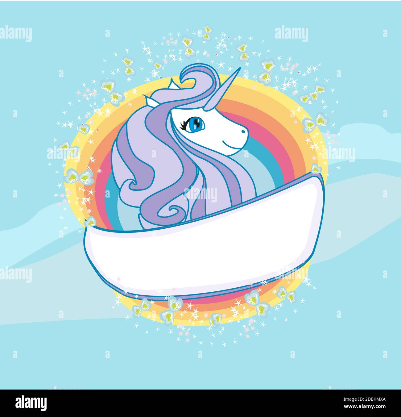 Card with a cute unicorn rainbow Stock Photo - Alamy